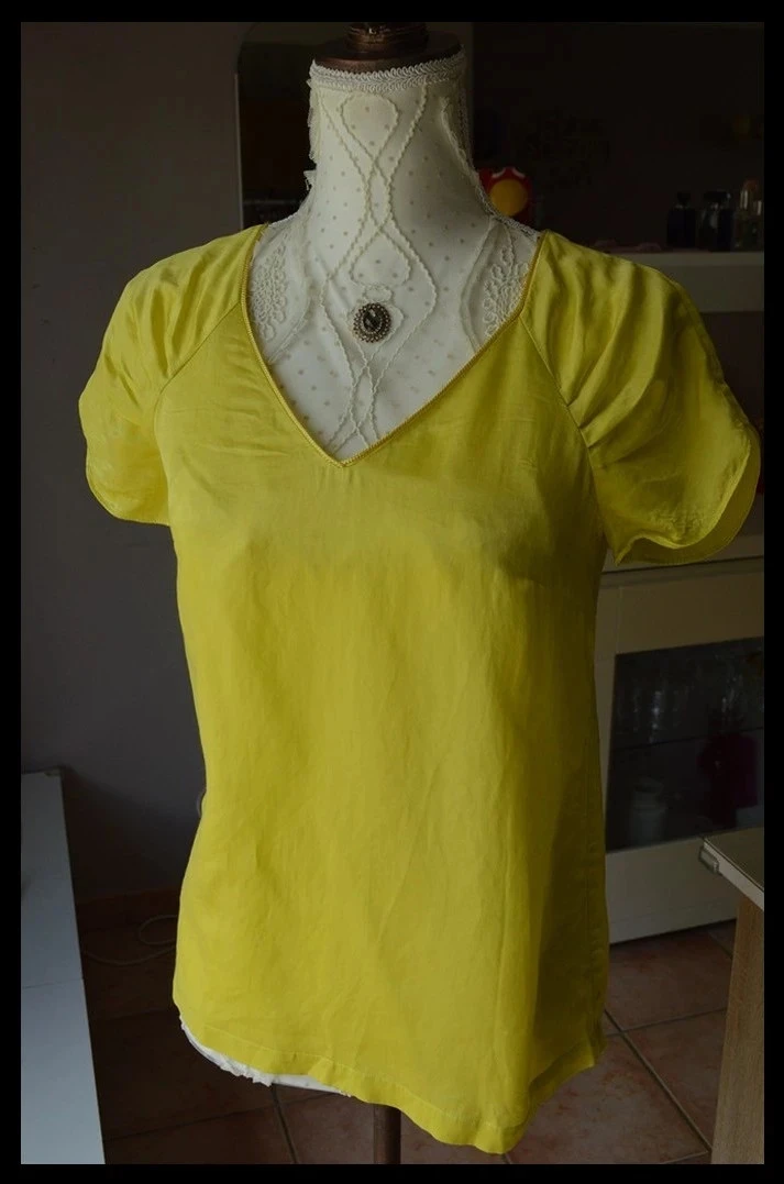 Blouse One Step – 38 – Jaune – manches bouffantes